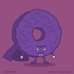 Bizarro Donut | Nick Volkert A donut dressed as a bizarre version of a DC caped hero.