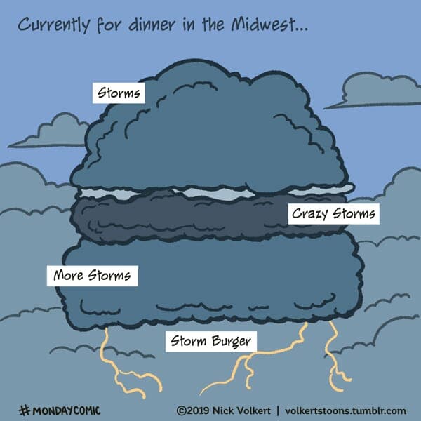 Storm Sandwich - Part 1 | Monday Comic | Nick Volkert A storm cloud shaped like a burger. - Part 1