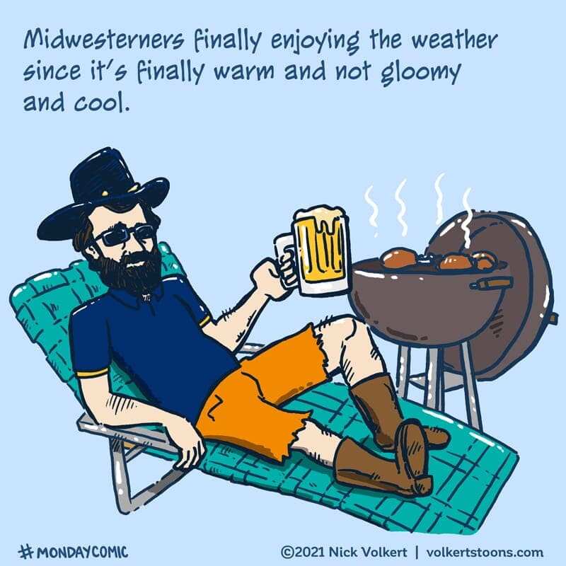 Thirty Four Degrees - Part 1 | Monday Comic | Nick Volkert General Grant enjoys a cold one and some grilled meats. - Part 1