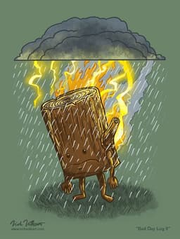 Bad Day Log II | Nick Volkert A log getting rained on, while on fair, under a thunderstorm cloud, clearly not having a good day.