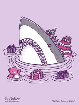 The Birthday Princess Shark | Nick Volkert A shark emerges from the water with a tiara, presents and a bad attitude.