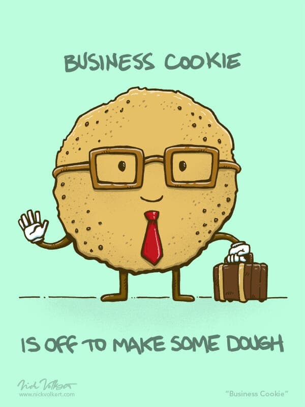 Business Cookie | Nick Volkert A cookie with glasses and a briefcase gets ready for business.