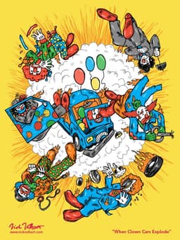 When Clown Cars Explode | Nick Volkert A car full of clowns explodes ejecting the clowns into the air.