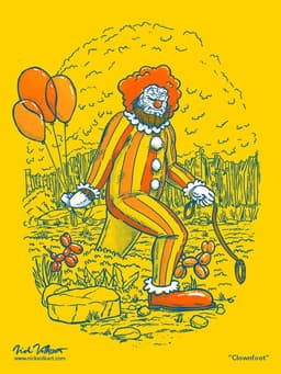 Clownfoot | Nick Volkert What if the big feet of Bigfoot were actually clown shoes? This illustraiton is that