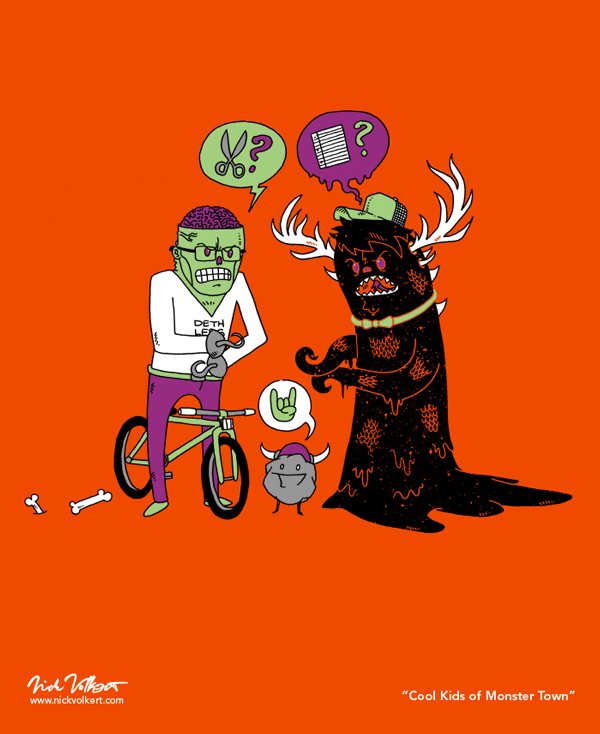 Cool Kids of Monster Town | Nick Volkert Monsters playing rock paper scissors.