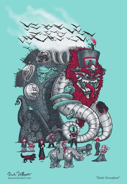 Dark Circusbot | Nick Volkert An evil circus robot travels with its dark companions.