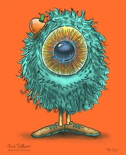 Mr Eye | Nick Volkert A cyclops monster with a really big eye is smiling.
