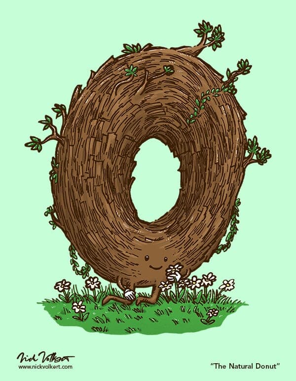 The Natural Donut | Nick Volkert A donut made of twigs begins to bud leaves while enjoying nature.