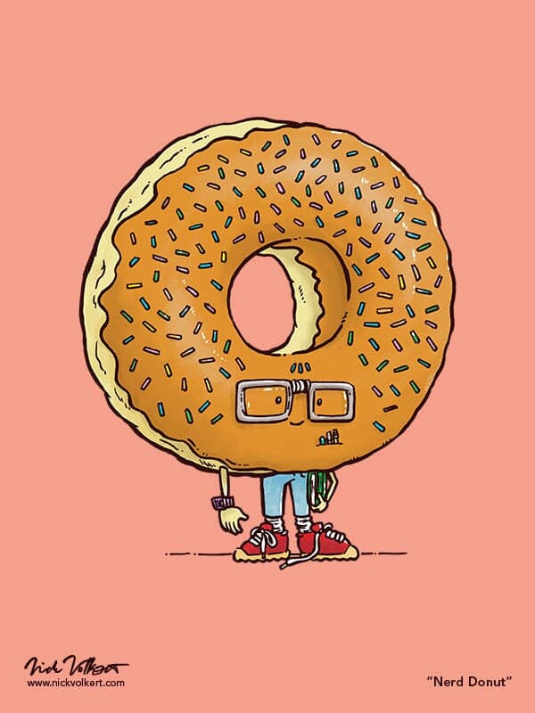 Nerd Donut | Nick Volkert A nerdy maple donut with glasses and a pockey protector.