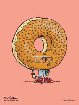 Nerd Donut | Nick Volkert A nerdy maple donut with glasses and a pockey protector.