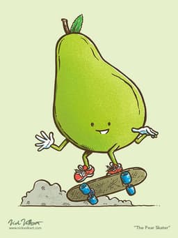 The Pear Skater | Nick Volkert A pear shows off a trick on a skateboard