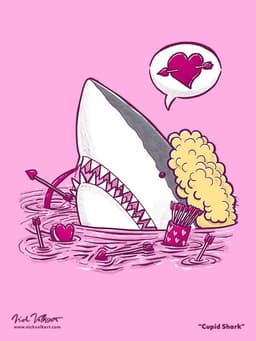 Cupid Shark | Nick Volkert A shark dressed as a cherb peeks out of the water to spread some lovin.