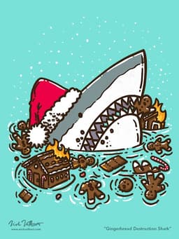 The Gingerbread Destruction Shark | Nick Volkert A shark eats gingerbread houses and men.