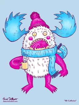 Mr Caffeine | Nick Volkert A monster is wide eyed after drinking too much caffeine in the Winter.