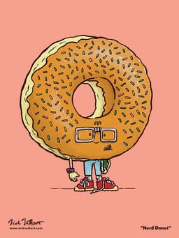 Nerd Donut | Nick Volkert A nerdy maple donut with glasses and a pockey protector.