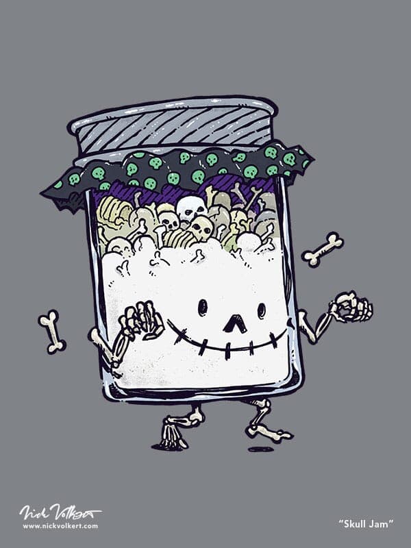 Skull Jam | Nick Volkert A jar full of bones and skulls trots by for Halloween.