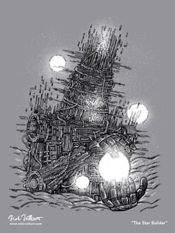 The Star Builder | Nick Volkert A robot builds a star with its hands in the depths of space.