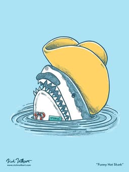Funny Hat Shark | Nick Volkert A shark pops out of the water with a foam hat and mustache.