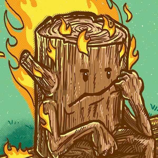 Bad Day Log | Nick Volkert A log resting on a log covered in flames, clearly not having a good day.