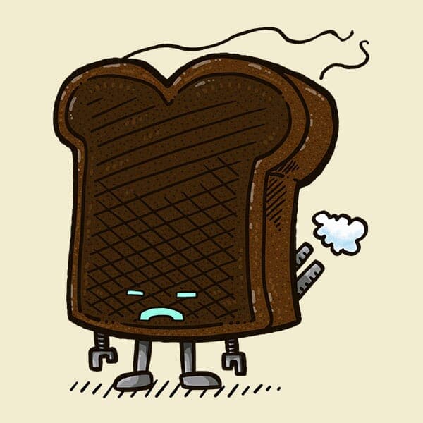 Burnt Toast Robot | Nick Volkert A little toast robot is defeated after being left in the toaster a bit too long.