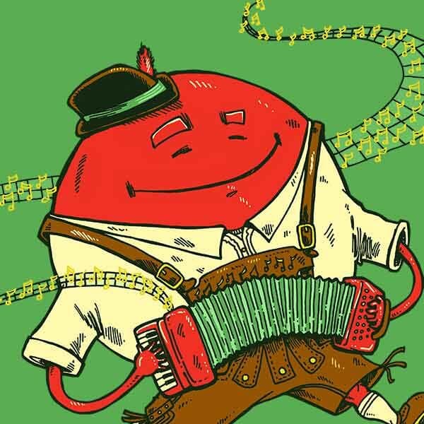 Polka Polka Polka Dot | Nick Volkert A large red dot playing polka music to the dismay of the woodland creatures.