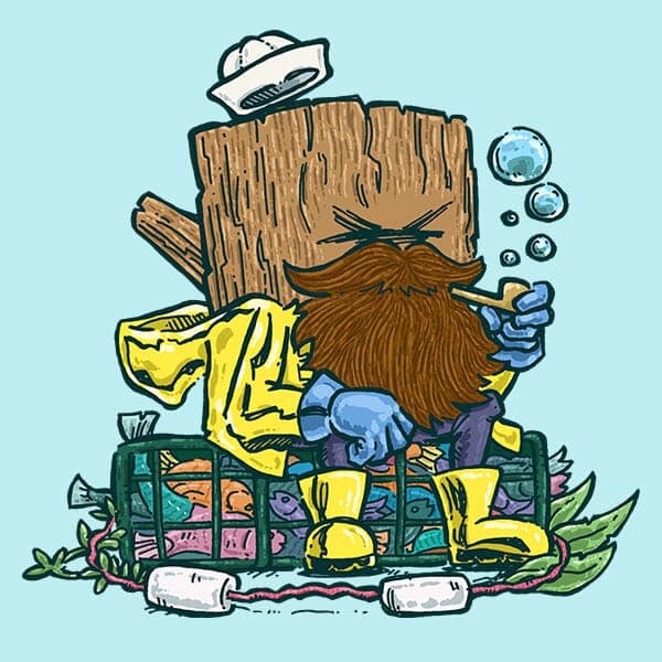 Salty Sea Log | Nick Volkert An old salty sea log takes a breather over a bountiful catch of fresh fish while taking the edge off his time at sea with some fun bubbles!