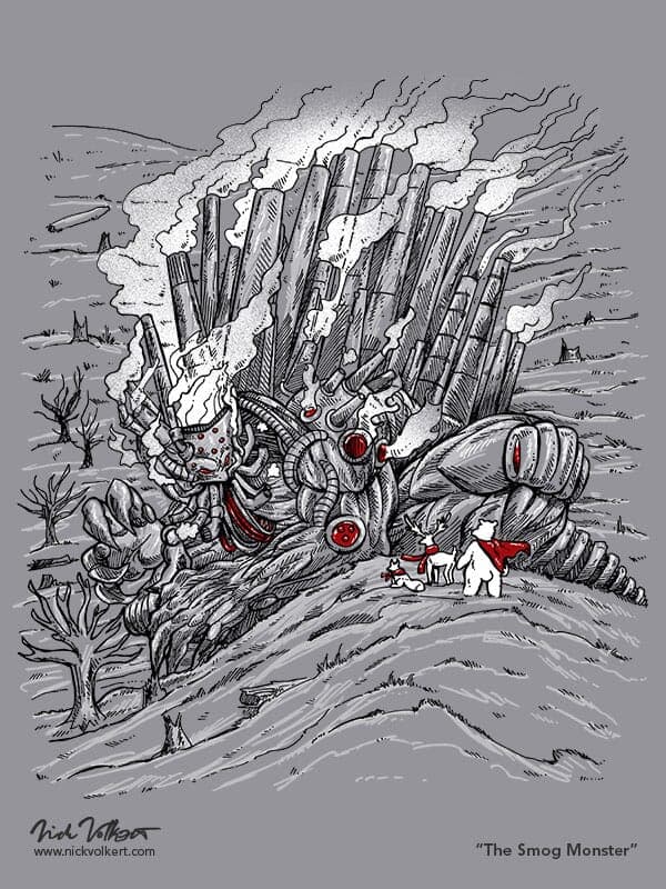 The Smog Monster | Nick Volkert A trio of brave forest animals face a rising robotic smog monster.