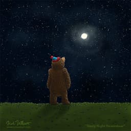 StarryNightNovembear | Nick Volkert A bear looks up at a full moon during a starry night.
