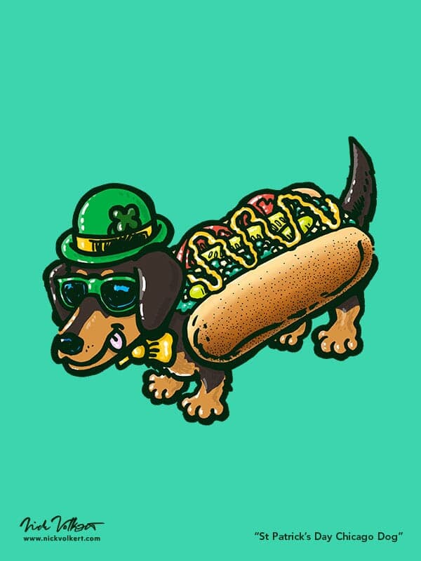 St Patrick's Day Chicago Dog | Nick Volkert A Chicago Dog is dressed in green for St Patrick's Day.