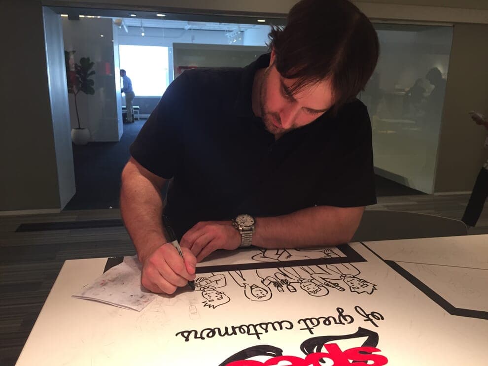 Spec Mural | Nick Volkert Nick Volkert working on mural for Spec Furniture in the Merchandise Mart