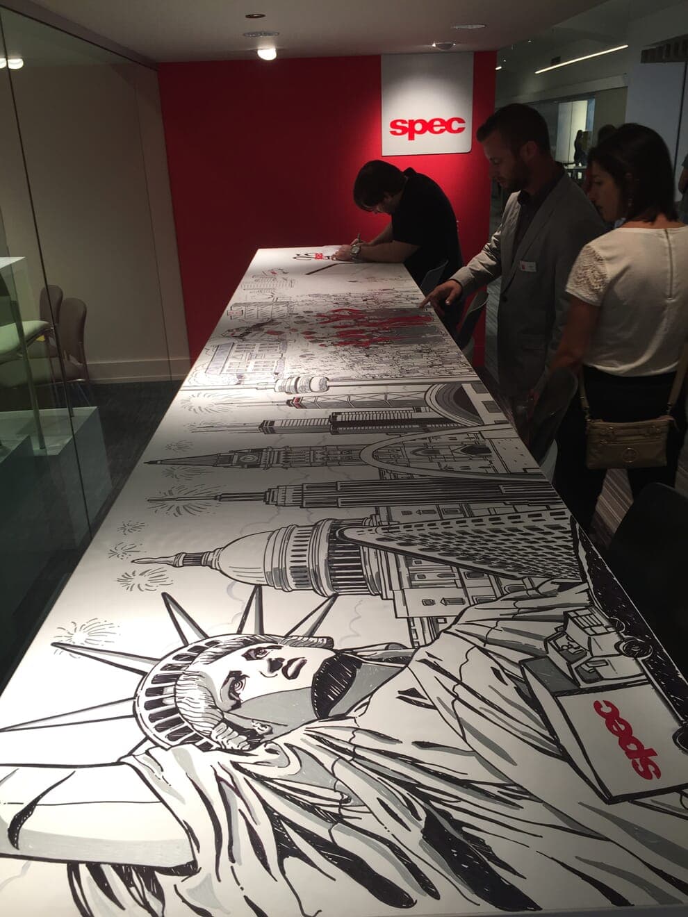 Spec Mural | Nick Volkert Mural progress for Spec Furniture in the Merchandise Mart