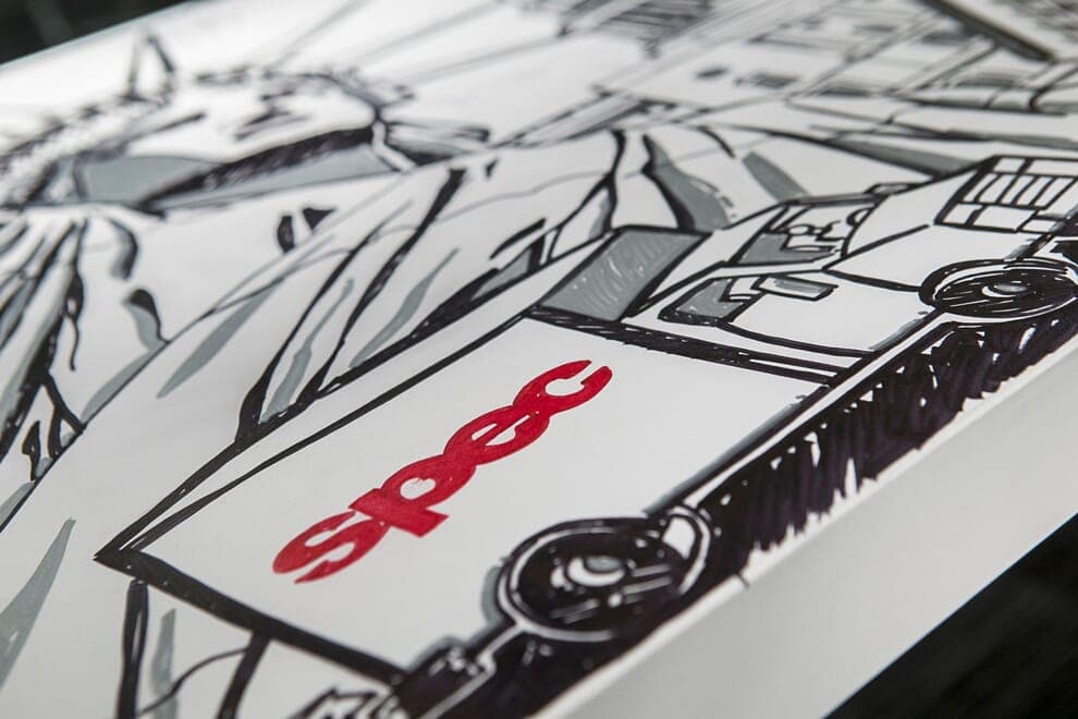 Spec Mural | Nick Volkert Detail of mural for Spec Furniture in the Merchandise Mart