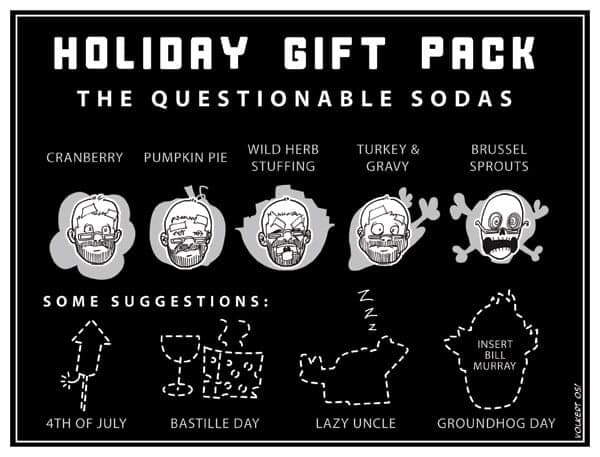 The Holiday Soda Gift Pack | Weekender | Nick Volkert Diagram of questional seasonal sodas.
