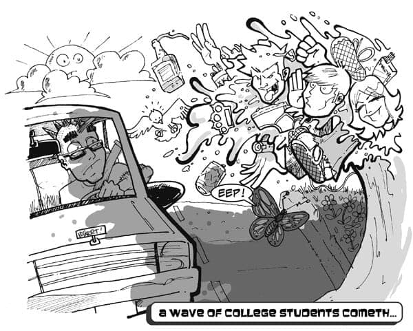 A Wave Cometh | Weekender | Nick Volkert A wave of college kids is ready to crash on the writer in his car.