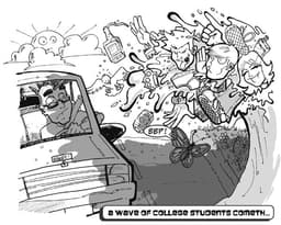 A Wave Cometh | Nick Volkert A wave of college kids is ready to crash on the writer in his car.