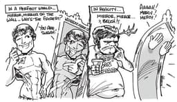 Magic Mirror | Nick Volkert A man views himself in a magic mirror, the real depiction is tragically different.