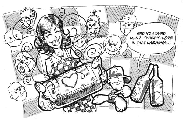 Beer:30 | Weekender | Nick Volkert A 1950s housewife presents a casserole to some tipsy college kids.